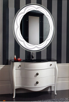 Зеркало в ванную комнату с подсветкой светодиодной лентой Гамма